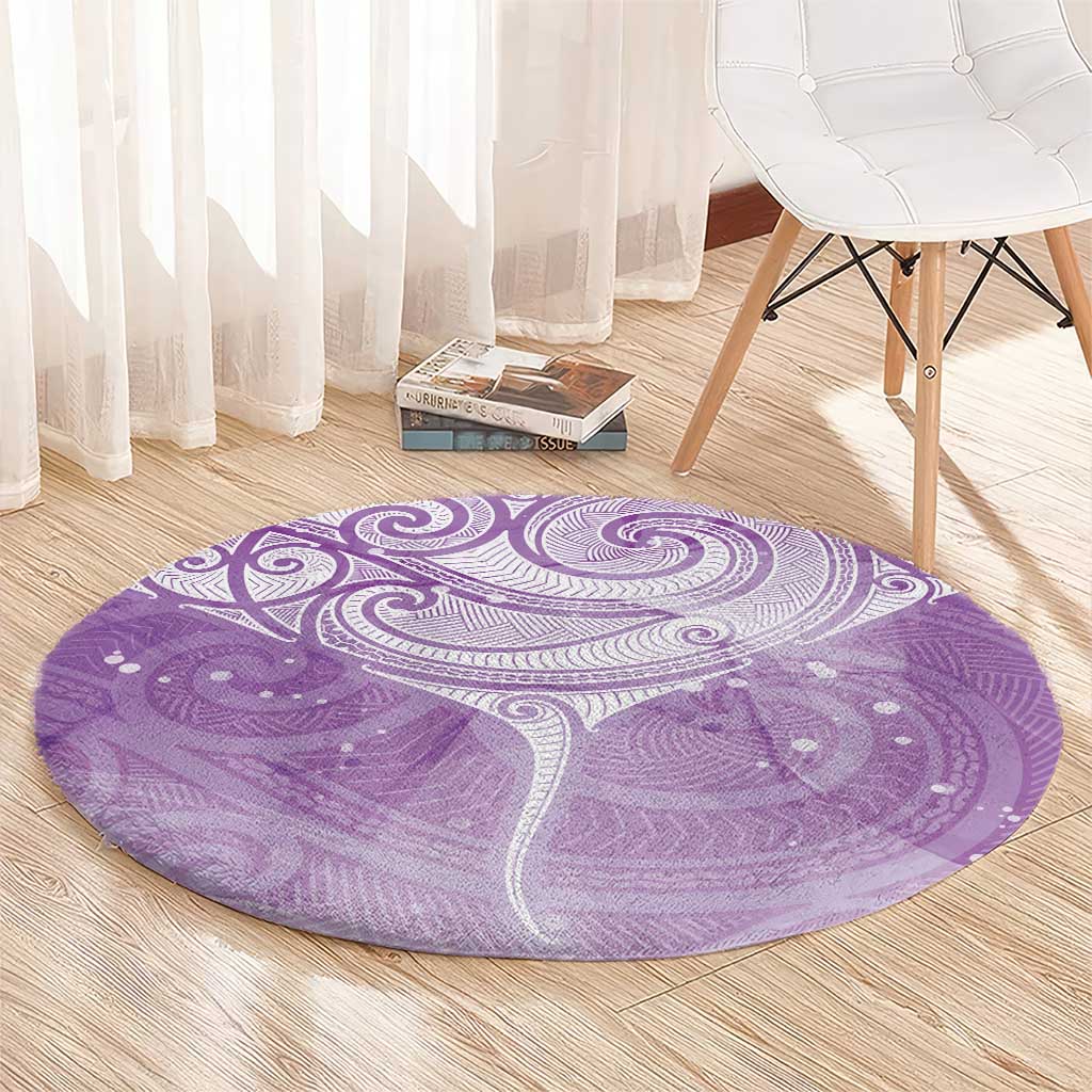 Epilepsy Awareness Maori Aotearoa Round Carpet Manta Ray - Purple Glaze - Polynesian Pride