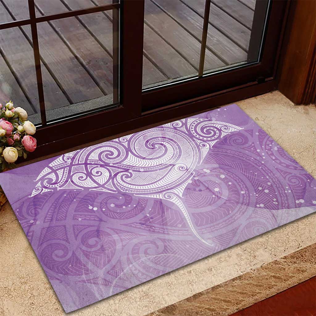 Epilepsy Awareness Maori Aotearoa Rubber Doormat Manta Ray - Purple Glaze - Polynesian Pride