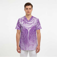 Epilepsy Awareness Maori Aotearoa Scrub Top Manta Ray - Purple Glaze - Polynesian Pride