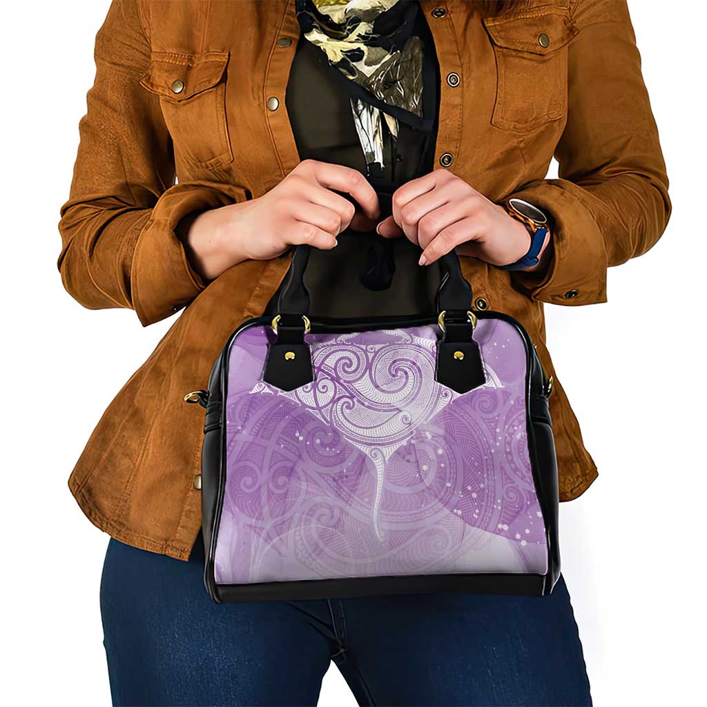 Epilepsy Awareness Maori Aotearoa Shoulder Handbag Manta Ray - Purple Glaze - Polynesian Pride