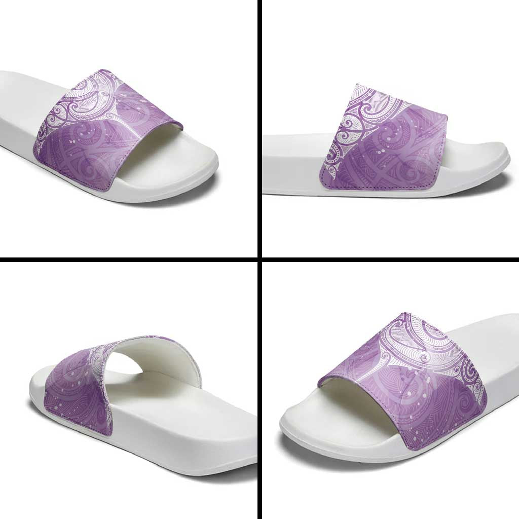 Epilepsy Awareness Maori Aotearoa Slide Sandals Manta Ray - Purple Glaze - Polynesian Pride
