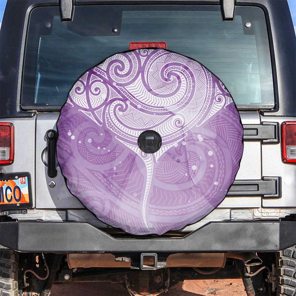 Epilepsy Awareness Maori Aotearoa Spare Tire Cover Manta Ray - Purple Glaze - Polynesian Pride