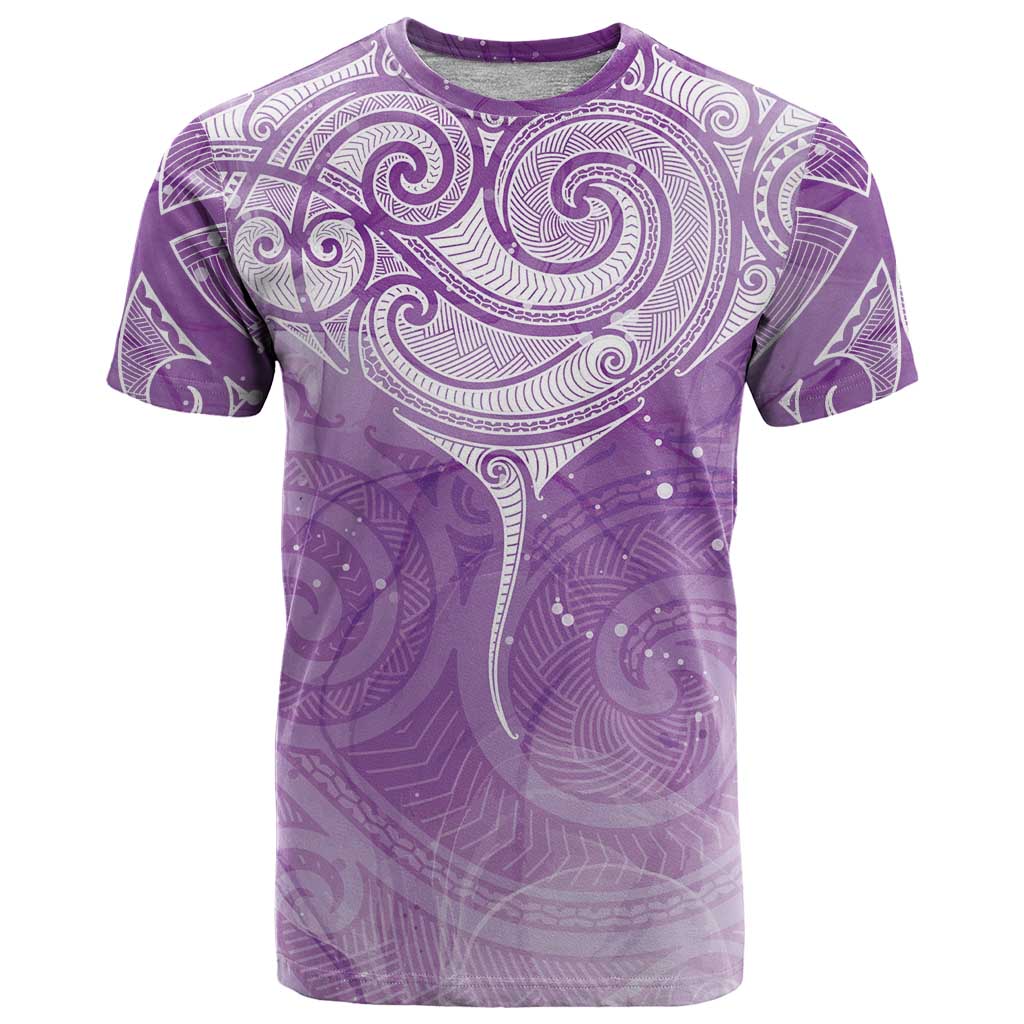Epilepsy Awareness Maori Aotearoa T Shirt Manta Ray - Purple Glaze - Polynesian Pride