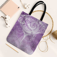 Epilepsy Awareness Maori Aotearoa Tote Bag Manta Ray - Purple Glaze - Polynesian Pride