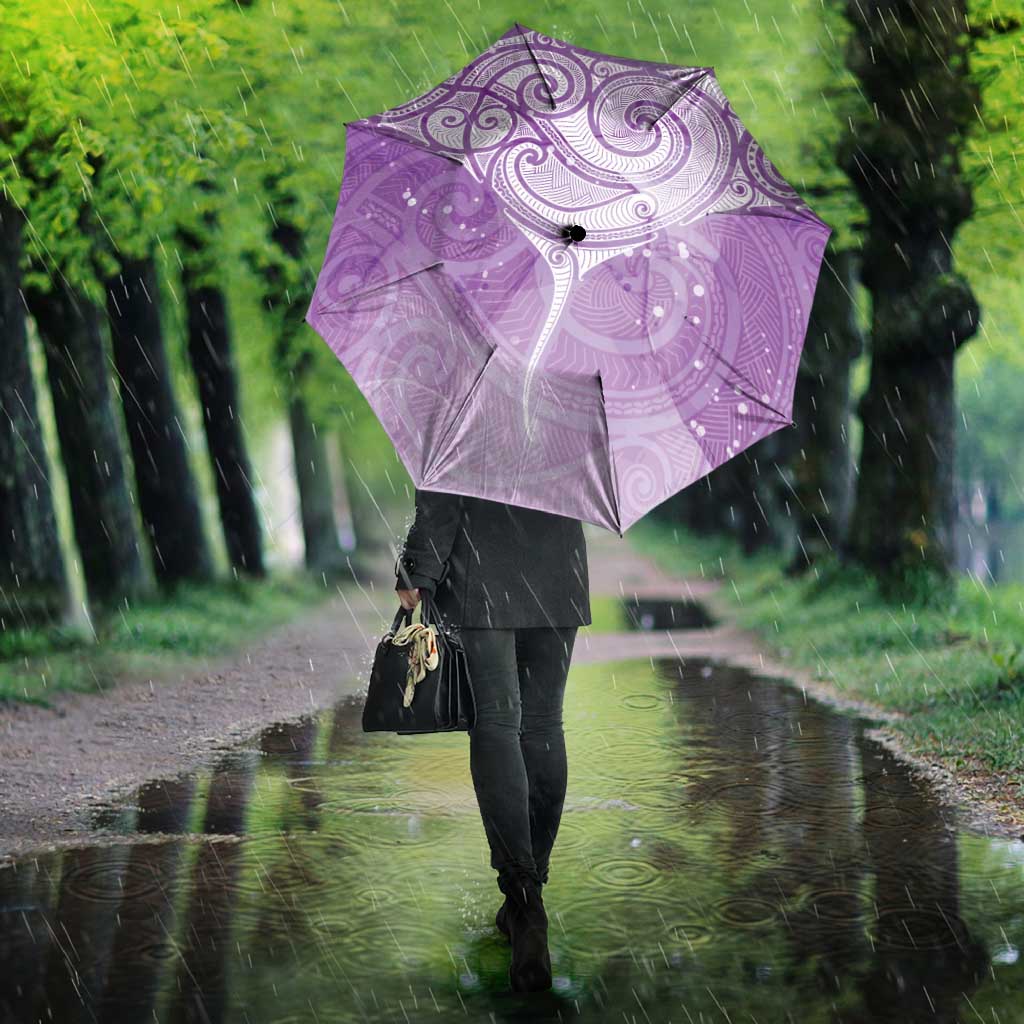 Epilepsy Awareness Maori Aotearoa Umbrella Manta Ray - Purple Glaze - Polynesian Pride