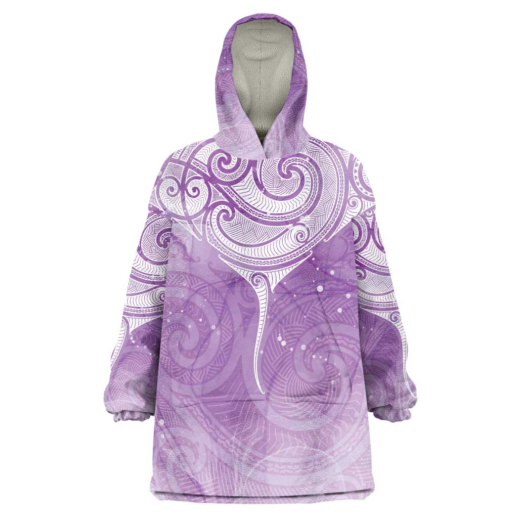 Epilepsy Awareness Maori Aotearoa Wearable Blanket Hoodie Manta Ray - Purple Glaze - Polynesian Pride
