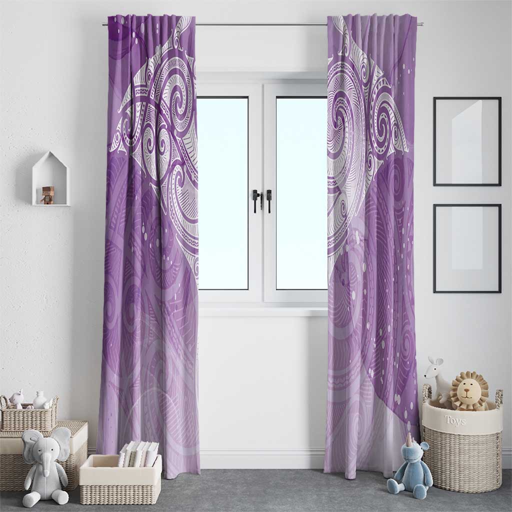 Epilepsy Awareness Maori Aotearoa Window Curtain Manta Ray - Purple Glaze - Polynesian Pride