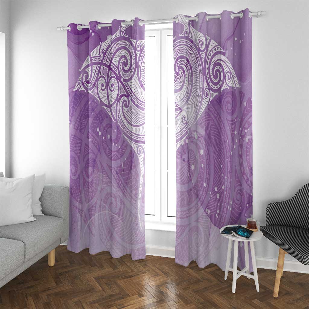 Epilepsy Awareness Maori Aotearoa Window Curtain Manta Ray - Purple Glaze - Polynesian Pride