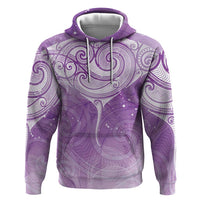 Epilepsy Awareness Maori Aotearoa Zip Hoodie Manta Ray - Purple Glaze - Polynesian Pride