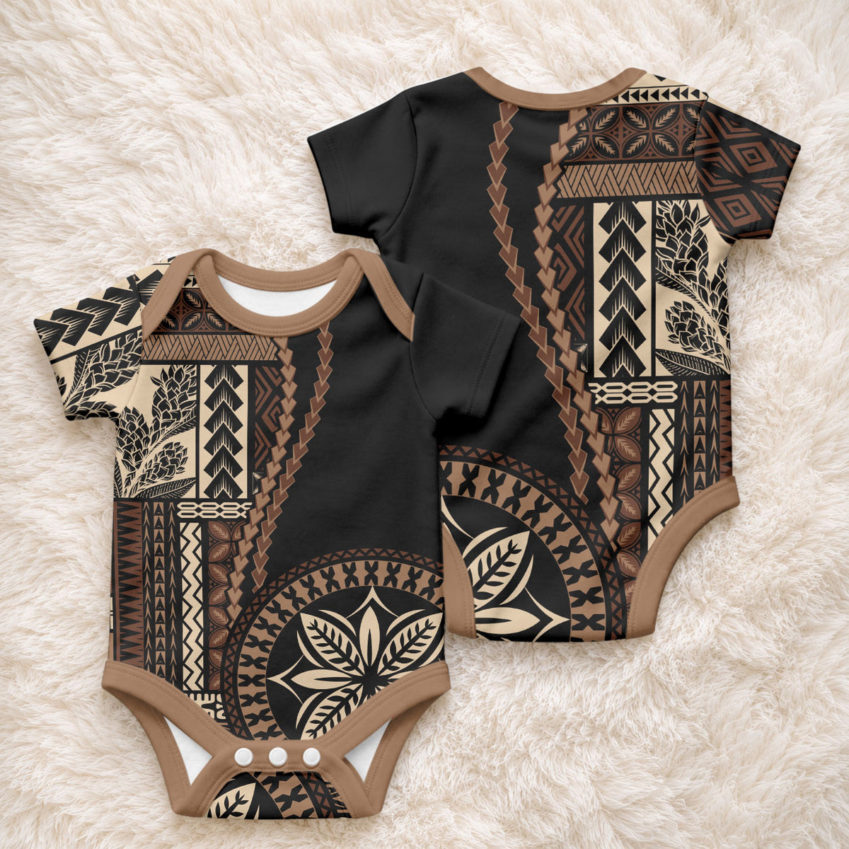 Samoa Siapo Motif Baby Onesie Classic Style - Black Ver02