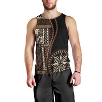 Samoa Siapo Motif Men Tank Top Classic Style - Black Ver02 LT7 - Polynesian Pride