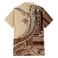 Samoa Siapo Mamanu Family Matching Long Sleeve Bodycon Dress and Hawaiian Shirt Plumeria Mocha Motifs LT7 - Polynesian Pride