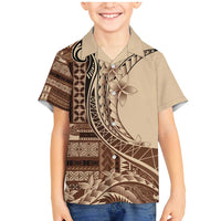 Samoa Siapo Mamanu Family Matching Mermaid Dress and Hawaiian Shirt Plumeria Mocha Motifs LT7 Son's Shirt Mocha - Polynesian Pride