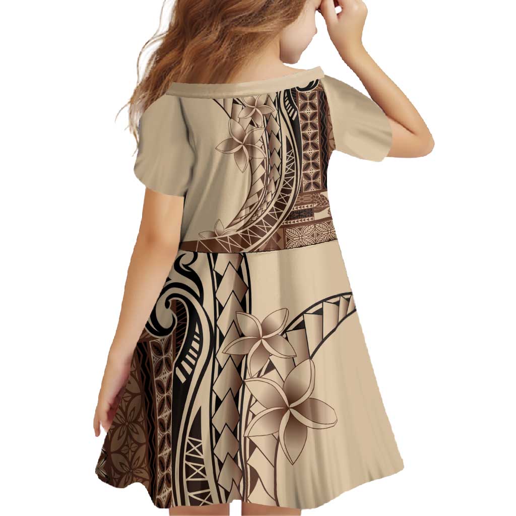Samoa Siapo Mamanu Family Matching Off Shoulder Maxi Dress and Hawaiian Shirt Plumeria Mocha Motifs LT7 - Polynesian Pride