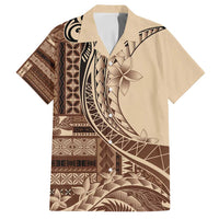 Samoa Siapo Mamanu Family Matching Summer Maxi Dress and Hawaiian Shirt Plumeria Mocha Motifs LT7 Dad's Shirt - Short Sleeve Mocha - Polynesian Pride