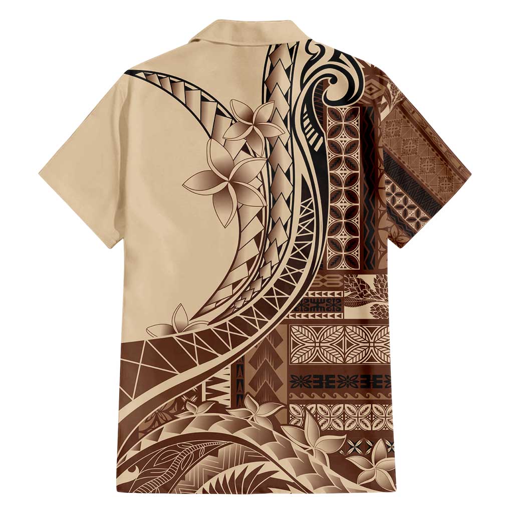 Samoa Siapo Mamanu Family Matching Tank Maxi Dress and Hawaiian Shirt Plumeria Mocha Motifs LT7 - Polynesian Pride