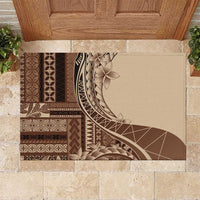 Samoa Siapo Mamanu Rubber Doormat Plumeria Mocha Motifs