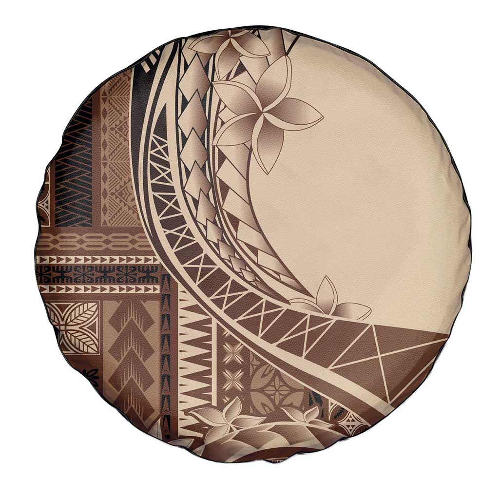 Samoa Siapo Mamanu Spare Tire Cover Plumeria Mocha Motifs