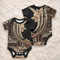 Samoa Siapo Mamanu Baby Onesie Plumeria Black Motifs LT7 - Polynesian Pride