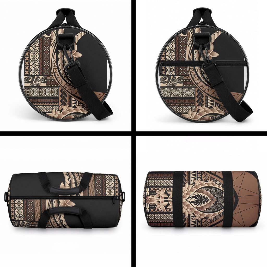 Samoa Siapo Mamanu Duffle Bag Plumeria Black Motifs
