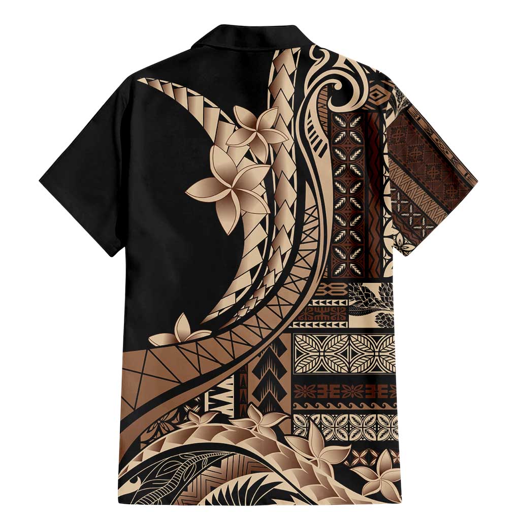 Samoa Siapo Mamanu Family Matching Mermaid Dress and Hawaiian Shirt Plumeria Black Motifs LT7 - Polynesian Pride