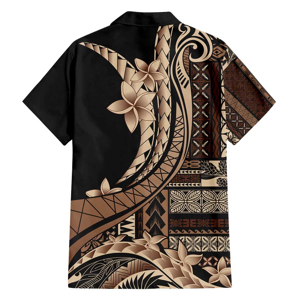 Samoa Siapo Mamanu Family Matching Summer Maxi Dress and Hawaiian Shirt Plumeria Black Motifs LT7 - Polynesian Pride