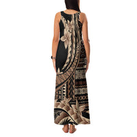 Samoa Siapo Mamanu Family Matching Tank Maxi Dress and Hawaiian Shirt Plumeria Black Motifs LT7 - Polynesian Pride