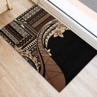 Samoa Siapo Mamanu Rubber Doormat Plumeria Black Motifs