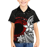 Valentine New Zealand Family Matching Off Shoulder Maxi Dress and Hawaiian Shirt Aotearoa Couple Maori Aroha Ki a Koe LT7 Son's Shirt Black - Polynesian Pride