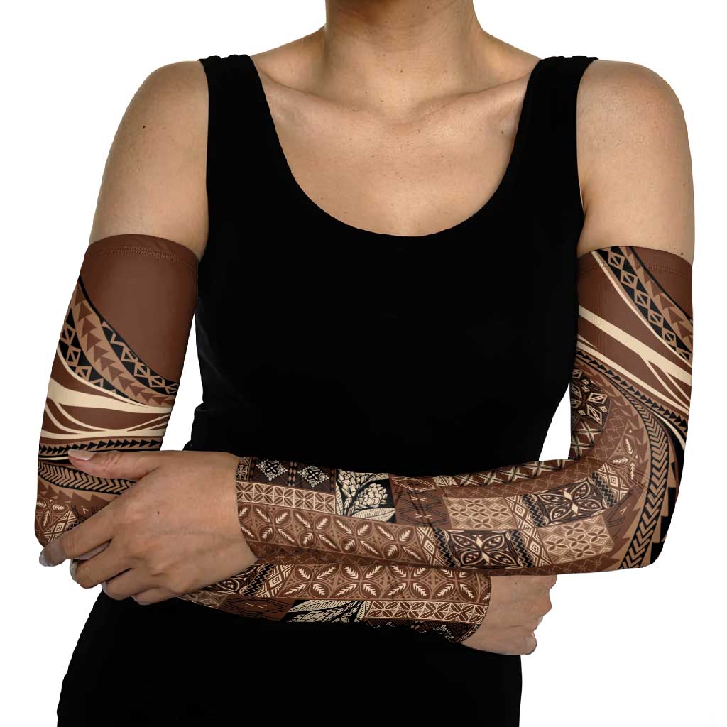Pasifika Women's Day - Samoa Siapo Malu Tattoo Inspired Arm Sleeves Brown