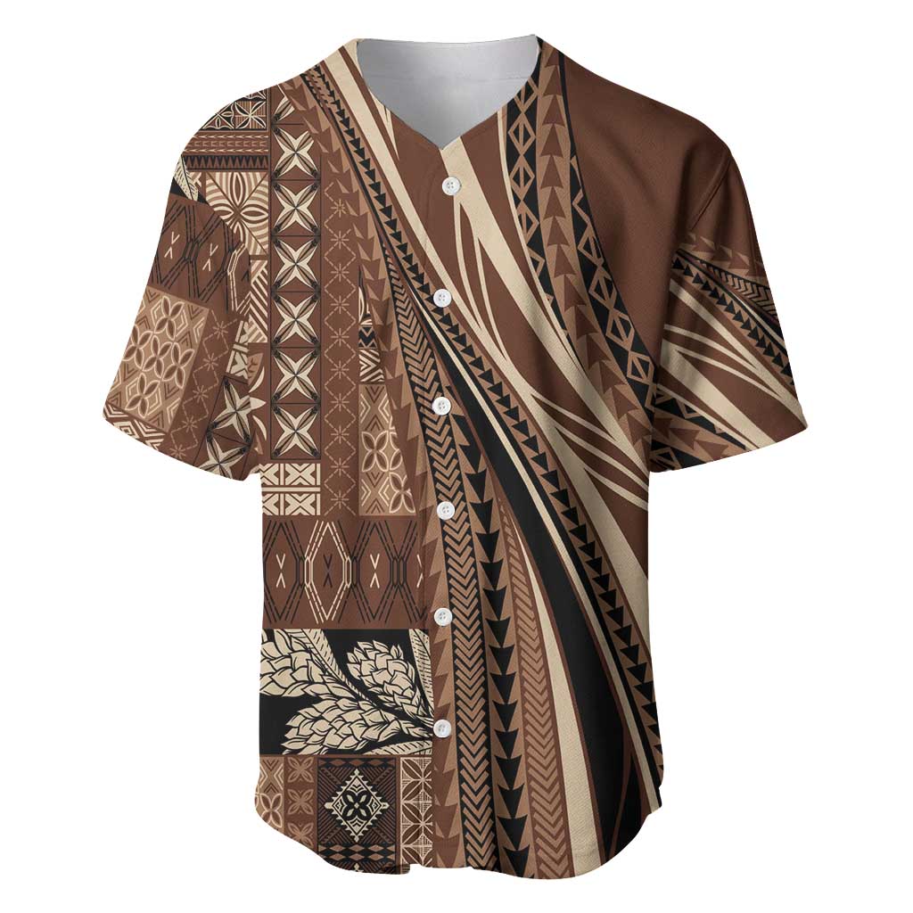 Pasifika Women's Day - Samoa Siapo Malu Tattoo Inspired Baseball Jersey Brown