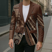 Pasifika Women's Day - Samoa Siapo Malu Tattoo Inspired Blazer Brown