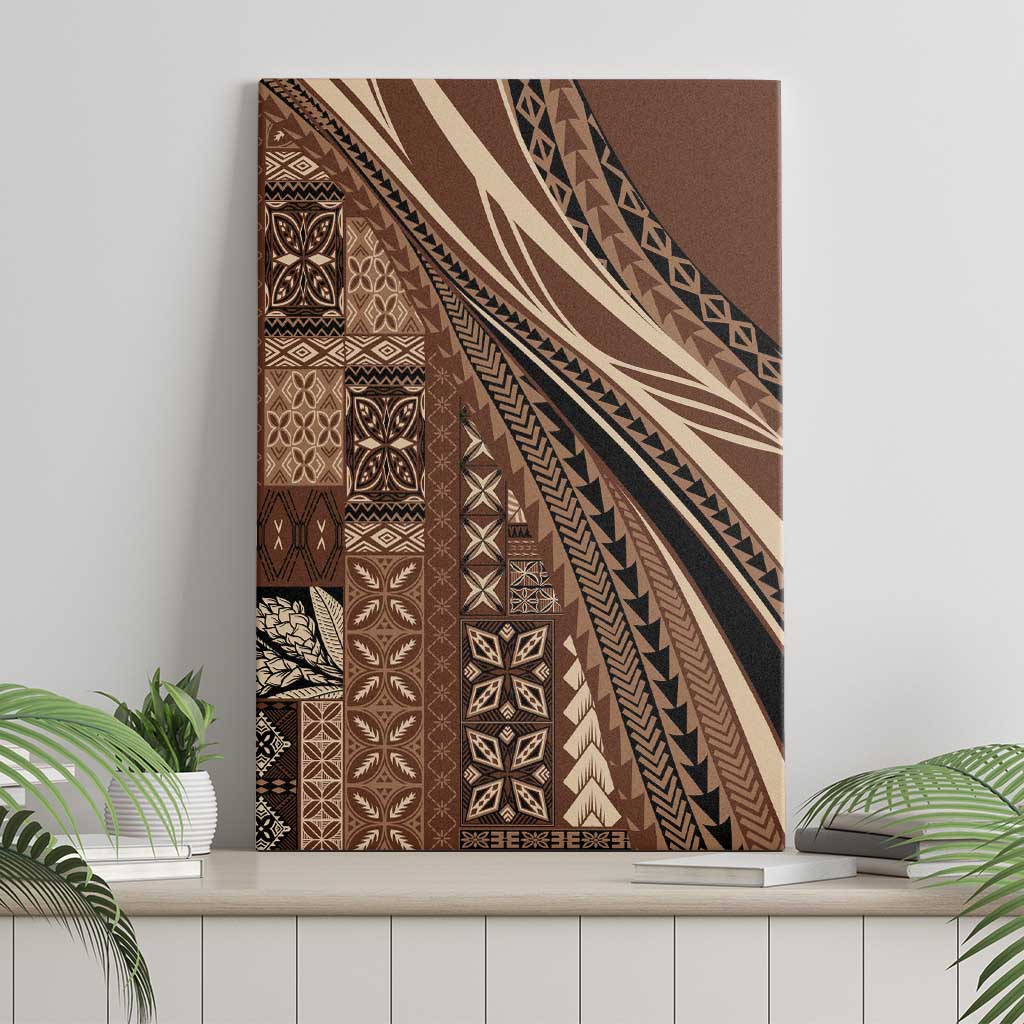 Pasifika Women's Day - Samoa Siapo Malu Tattoo Inspired Canvas Wall Art Brown