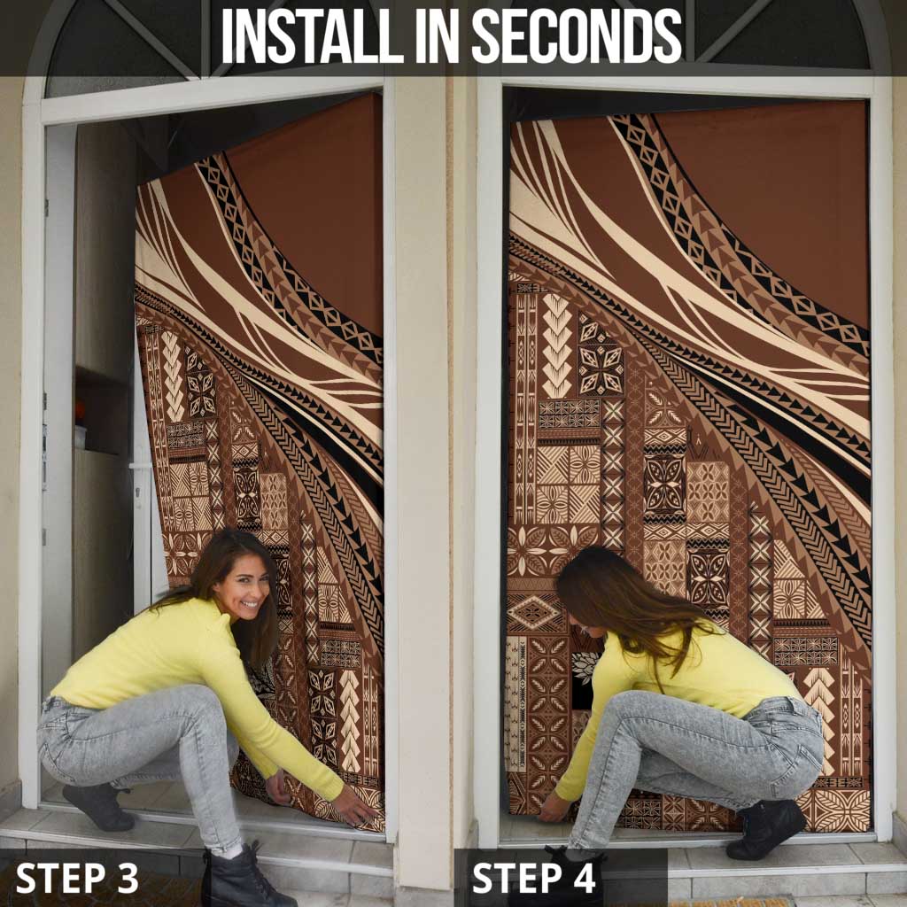 Pasifika Women's Day - Samoa Siapo Malu Tattoo Inspired Door Cover Brown