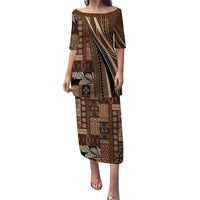Pasifika Women's Day - Samoa Siapo Malu Tattoo Inspired Family Matching Puletasi and Hawaiian Shirt Brown