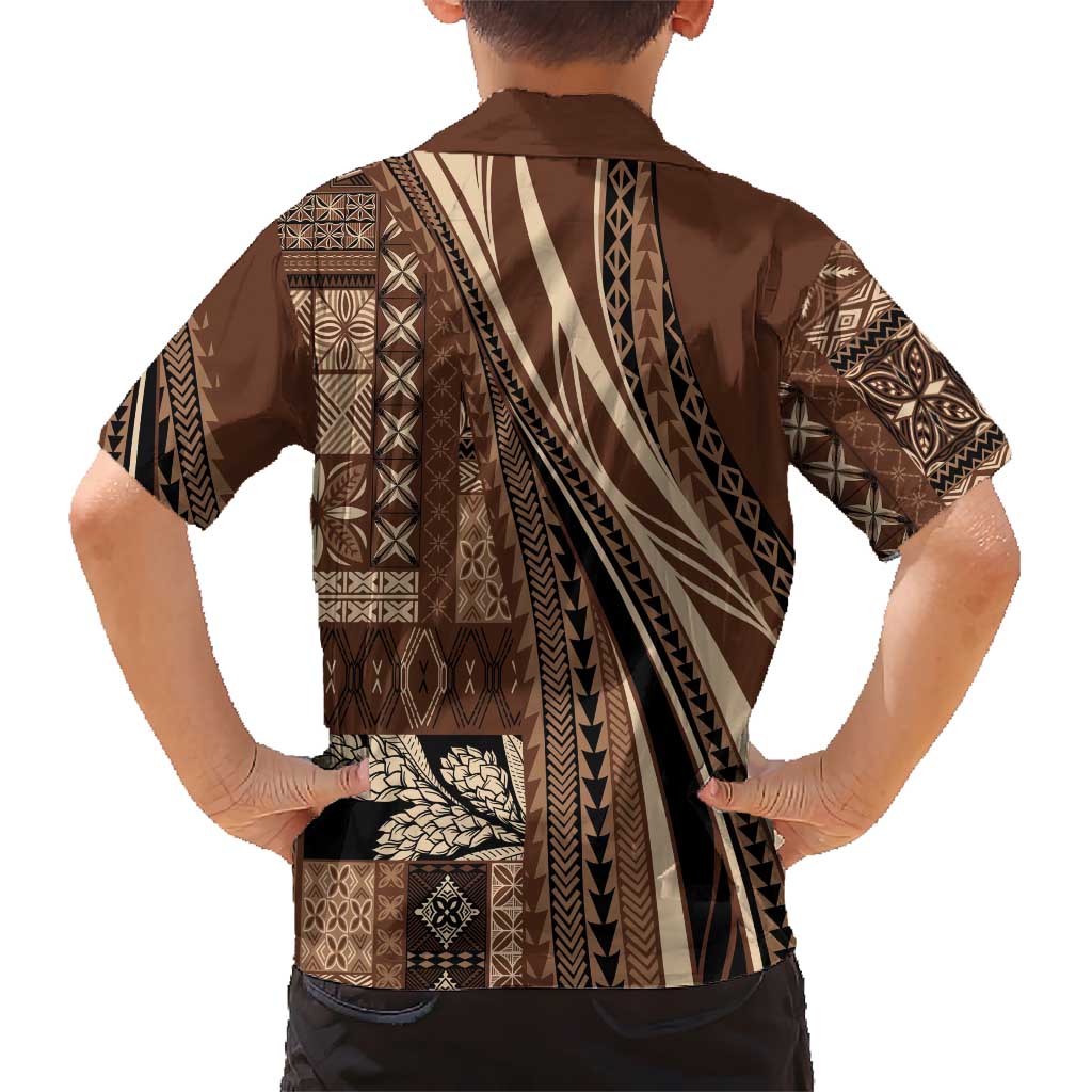 Pasifika Women's Day - Samoa Siapo Malu Tattoo Inspired Family Matching Summer Maxi Dress and Hawaiian Shirt Brown LT7 - Polynesian Pride