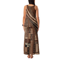 Pasifika Women's Day - Samoa Siapo Malu Tattoo Inspired Family Matching Tank Maxi Dress and Hawaiian Shirt Brown LT7 - Polynesian Pride
