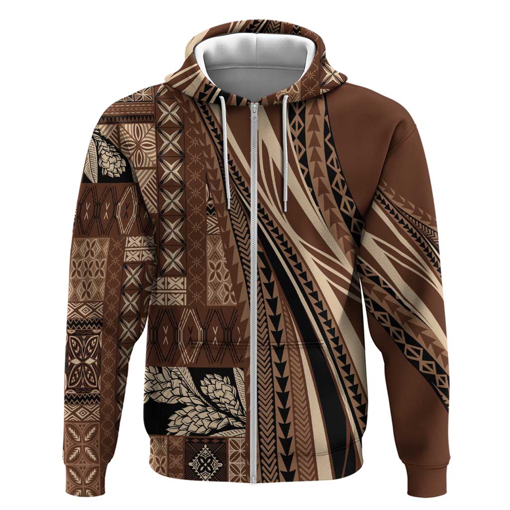 Pasifika Women's Day - Samoa Siapo Malu Tattoo Inspired Hoodie Brown