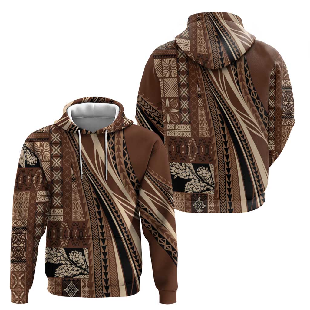 Pasifika Women's Day - Samoa Siapo Malu Tattoo Inspired Hoodie Brown
