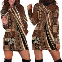 Pasifika Women's Day - Samoa Siapo Malu Tattoo Inspired Hoodie Dress Brown