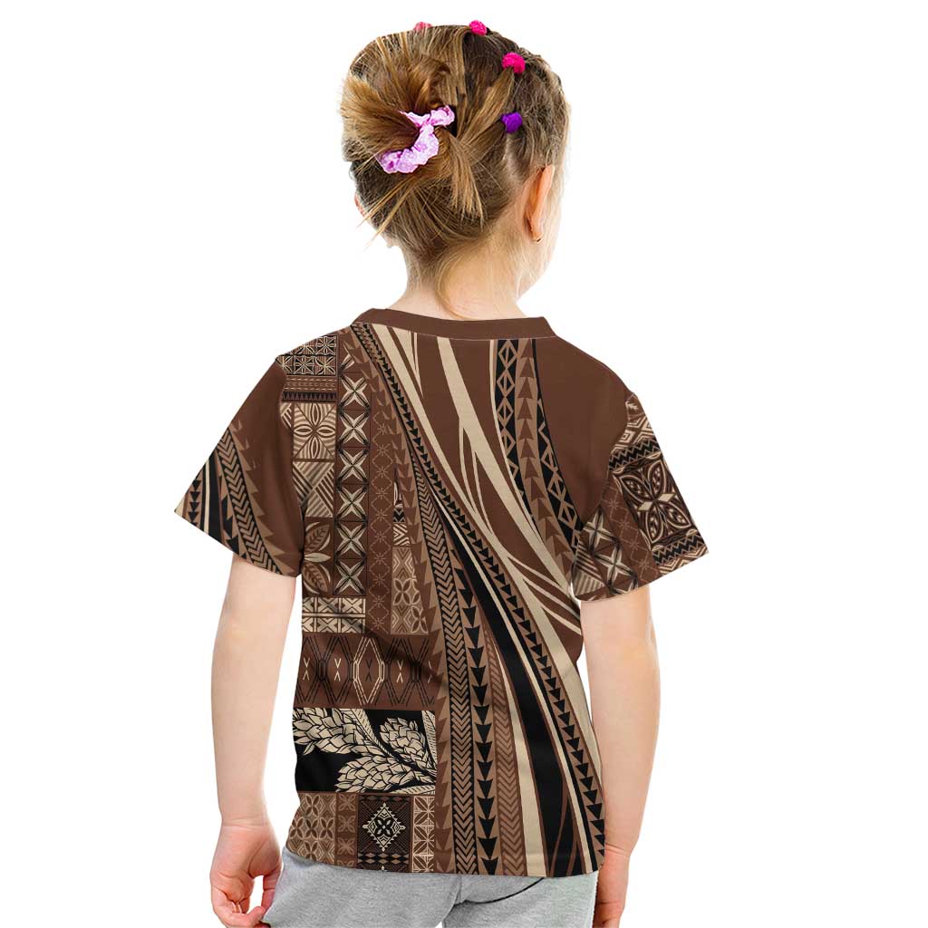 Pasifika Women's Day - Samoa Siapo Malu Tattoo Inspired Kid T Shirt Brown