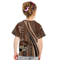 Pasifika Women's Day - Samoa Siapo Malu Tattoo Inspired Kid T Shirt Brown