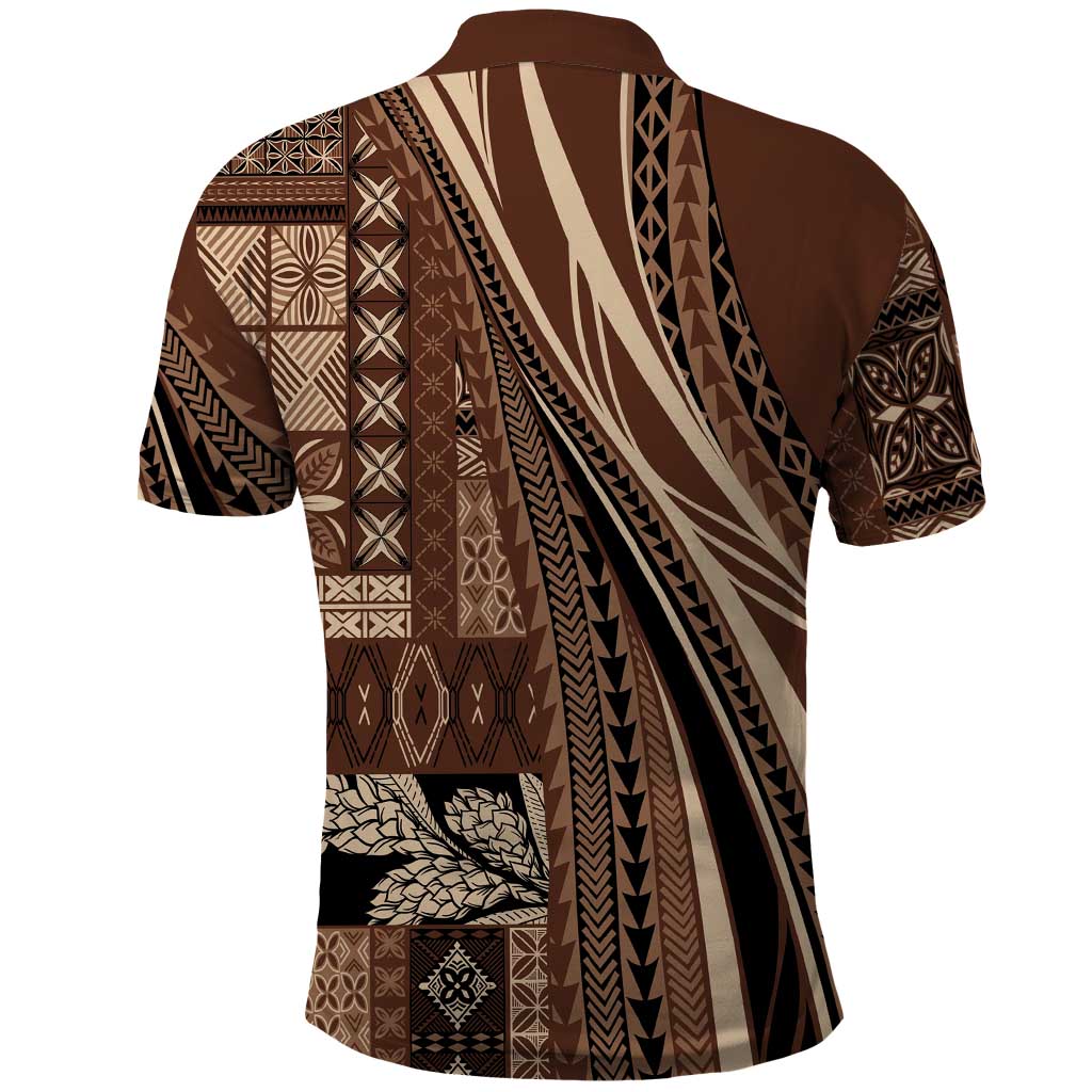 Pasifika Women's Day - Samoa Siapo Malu Tattoo Inspired Polo Shirt Brown