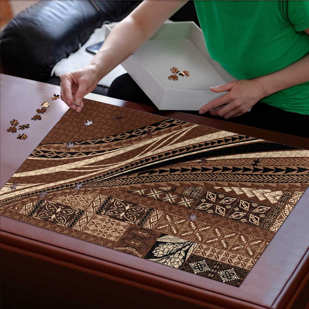 Pasifika Women's Day - Samoa Siapo Malu Tattoo Inspired Puzzle Brown