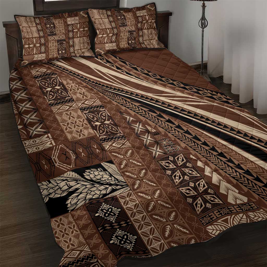 Pasifika Women's Day - Samoa Siapo Malu Tattoo Inspired Quilt Bed Set Brown