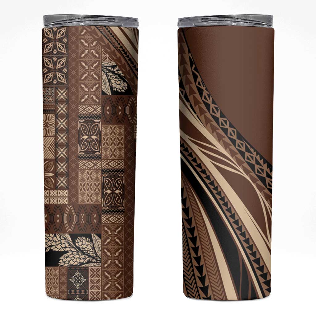 Pasifika Women's Day - Samoa Siapo Malu Tattoo Inspired Skinny Tumbler Brown