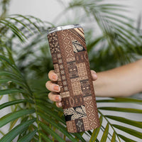 Pasifika Women's Day - Samoa Siapo Malu Tattoo Inspired Skinny Tumbler Brown