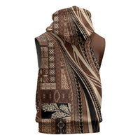 Pasifika Women's Day - Samoa Siapo Malu Tattoo Inspired Sleeveless Hoodie Brown