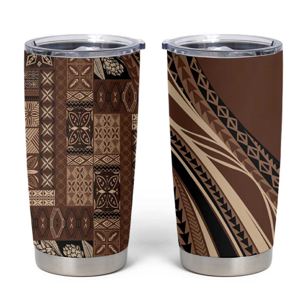 Pasifika Women's Day - Samoa Siapo Malu Tattoo Inspired Tumbler Cup Brown