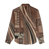 Pasifika Women's Day - Samoa Siapo Malu Tattoo Inspired Women Casual Shirt Brown